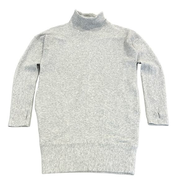 lululemon athletica Dresses & Skirts - Lululemon Rib Dress Sweatshirt Size 4 Call for Cozy Gray Cotton High Neck